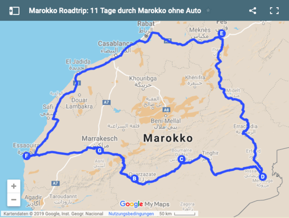 Reise nach Marokko als Marokko Roadtrip von Marrakesch über das Atlasgebirge in die Sahara, über Fes bis nach Essouira. Marokko Rundreise ohne Mietwagen.